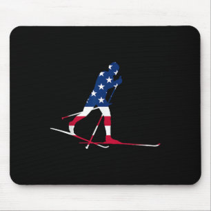 Amerikanische Flagge Nordic Ski Cool Skier Geschen Mousepad