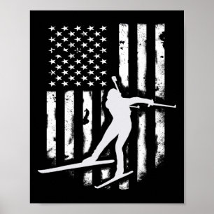Amerikanische Flagge Nordic Ski Cool Skier Geschen Poster