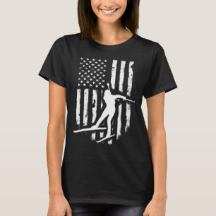 Amerikanische Flagge Nordic Ski Cool Skier Top T-S