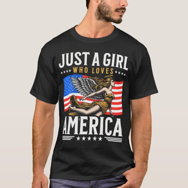 Amerikanische Flagge nur ein Mädchen, das Amerika  T-Shirt (Vorderseite)