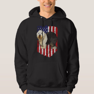 Amerikanische Flagge Old English Sheepdog 4. Juli  Hoodie