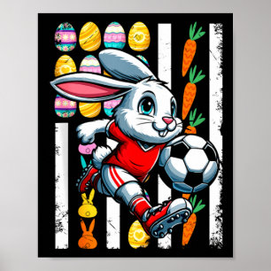 Amerikanische Flagge Ostereier Hase spielt Fußball Poster