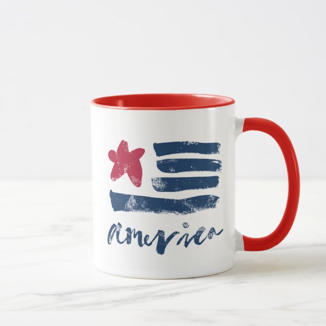 Amerikanische Flagge Paintstrokes Tasse (Rechts)