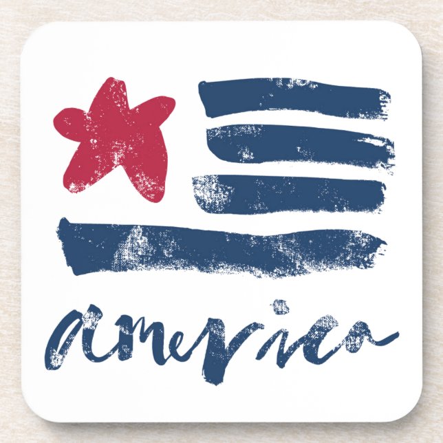 Amerikanische Flagge Paintstrokes Untersetzer (Vorderseite)