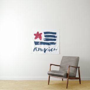 Amerikanische Flagge Paintstrokes Wandteppich