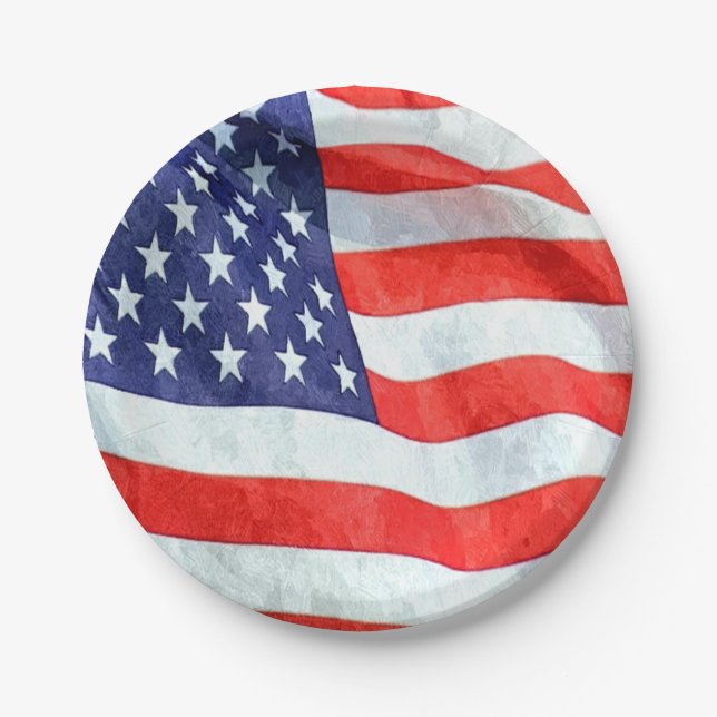 Amerikanische Flagge Pappteller (Vorderseite)