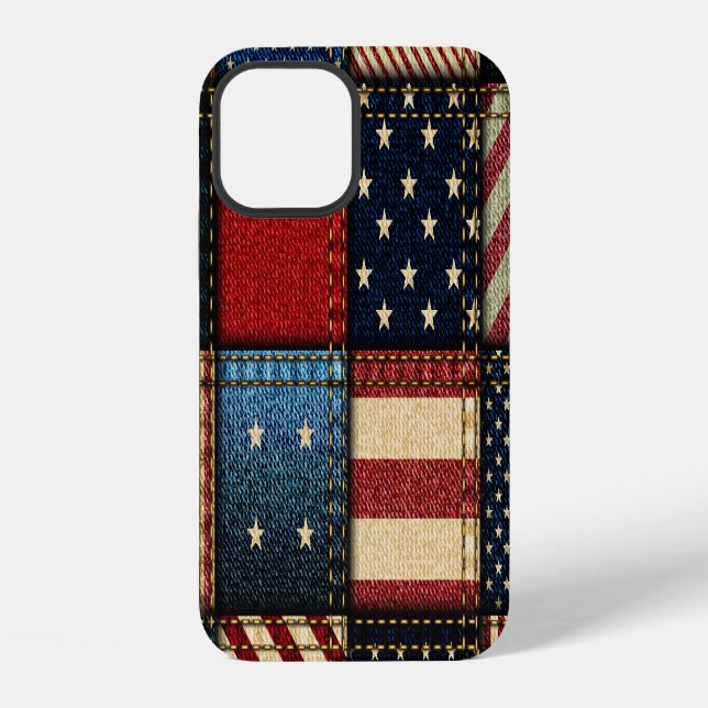 Amerikanische Flagge, Patchwork-Nahtloses Muster. iPhone Hülle (Rückseite)
