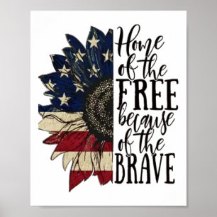 Amerikanische Flagge Patriot Heimat der Freien weg Poster