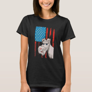 Amerikanische Flagge Patrioter Hund Schnauzer T-Shirt