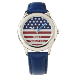Amerikanische Flagge Patriotic 4. Juli Custom Armbanduhr
