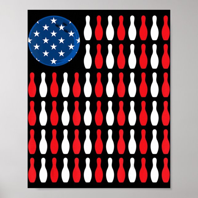 Amerikanische Flagge - Patriotic Bowler & Bowling Poster (Vorne)
