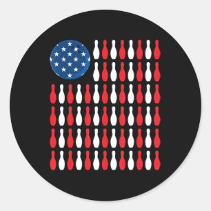 Amerikanische Flagge - Patriotic Bowler & Bowling Runder Aufkleber