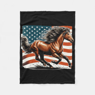 Amerikanische Flagge Patriotic Horse Reitferien Fleecedecke