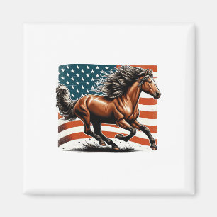 Amerikanische Flagge Patriotic Horse Reitferien Magnet