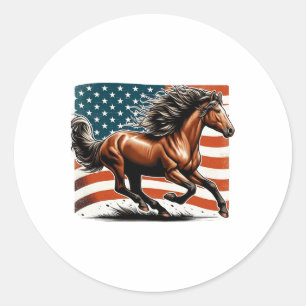 Amerikanische Flagge Patriotic Horse Reitferien Runder Aufkleber