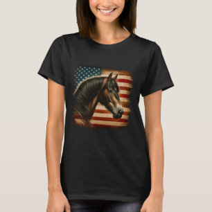 Amerikanische Flagge Patriotic Horseback Reitsport T-Shirt