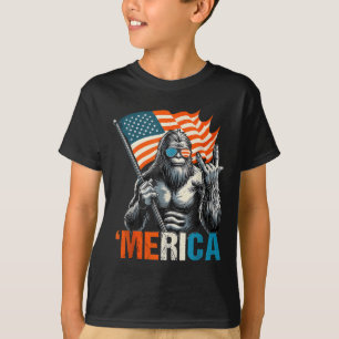 Amerikanische Flagge Patriotisch 4. Juli Bigfoot M T-Shirt