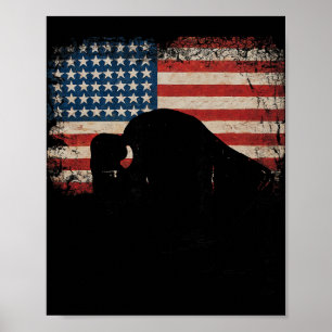 Amerikanische Flagge Patriotisch Usa Büffel Bison Poster
