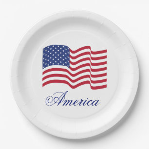 Amerikanische Flagge Patriotische Papierplatten Pappteller