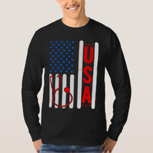 Amerikanische Flagge Patriotische USA-Krankenschwe T-Shirt