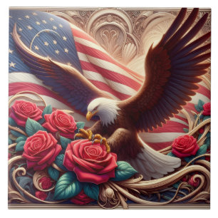 Amerikanische Flagge Patriotischer Adler Keramikfl Fliese