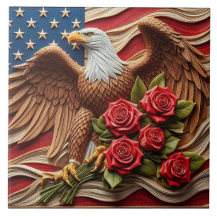 Amerikanische Flagge Patriotischer Adler Keramikfl Fliese