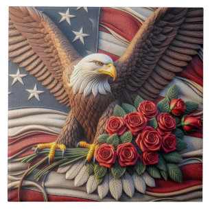 Amerikanische Flagge Patriotischer Adler Keramikfl Fliese
