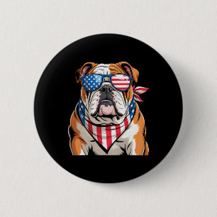 Amerikanische Flagge Patriotischer Bulldogge 4. Ju Button
