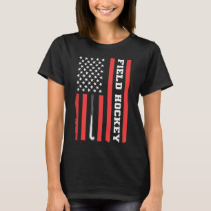 Amerikanische Flagge Patriotischer Feldhockey Usa T-Shirt