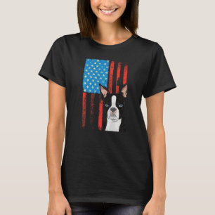 Amerikanische Flagge Patriotischer Hund Boston Ter T-Shirt
