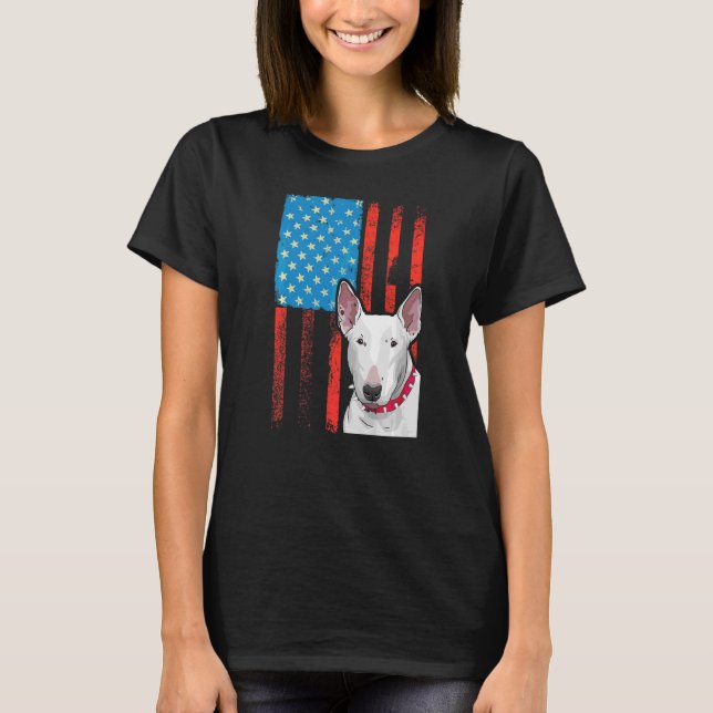 Amerikanische Flagge Patriotischer Hund Bull Terri T-Shirt (Vorderseite)