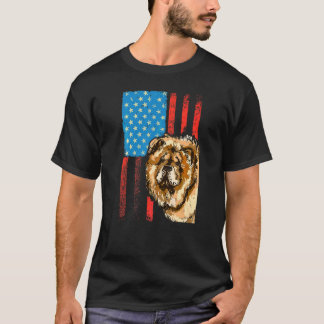 Amerikanische Flagge Patriotischer Hund Chow Chow T-Shirt