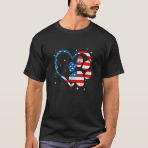Amerikanische Flagge Patriotischer Hund Katze Pfot T-Shirt