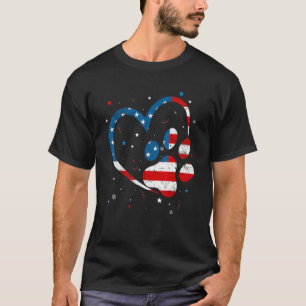 Amerikanische Flagge Patriotischer Hund & Katzenpf T-Shirt