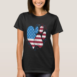 Amerikanische Flagge Patriotischer Hund & Katzenpf T-Shirt