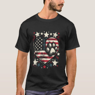 Amerikanische Flagge Patriotischer Hund und Katzen T-Shirt