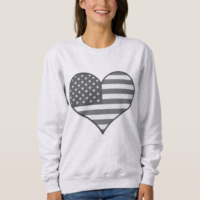 Amerikanische Flagge Patriotisches Herz Sweatshirt (Vorderseite)