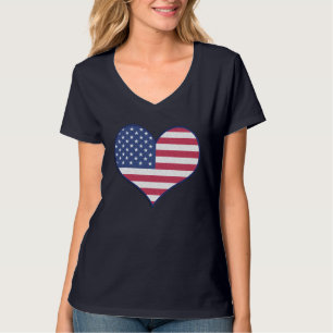 Amerikanische Flagge Patriotisches Herz T-Shirt