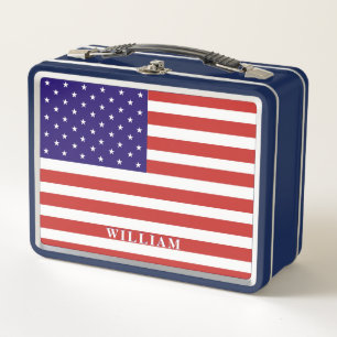 Amerikanische Flagge Personalisierte Kinder Metall Brotdose