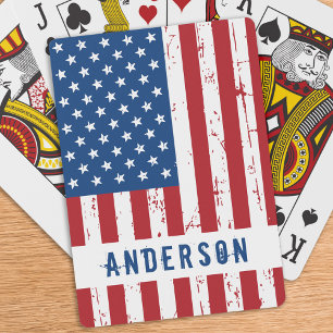 Amerikanische Flagge Personalisierter Name Patriot Spielkarten