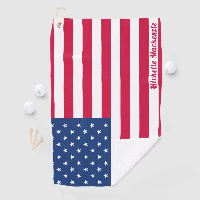 Amerikanische Flagge | Personalisiertes Golfhandtu Golfhandtuch (Insitu)