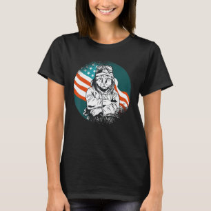 Amerikanische Flagge Pilot Katze 4. Juli Katze Pil T-Shirt