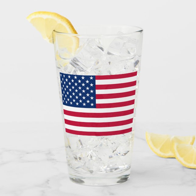 Amerikanische Flagge - Pint-Glas Glas (Vorderseite Ice)