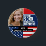 Amerikanische Flagge, politische Wahlkampfwerbung Button<br><div class="desc">American Flag,  Political Campaigner Advertising Abzeichen von The Business Card Store.</div>