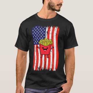Amerikanische Flagge Pommes Frites T-Shirt