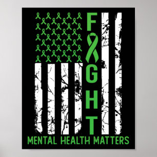 Amerikanische Flagge - Psychische Gesundheitsprobl Poster