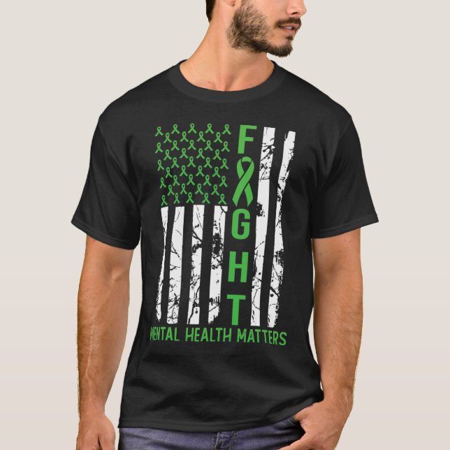 Amerikanische Flagge - Psychische Gesundheitsprobl T-Shirt (Vorderseite)