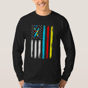 Amerikanische Flagge Puzzle Piece Ribbon Cool Auti T-Shirt