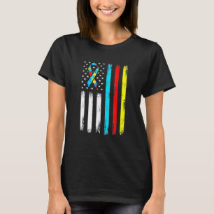 Amerikanische Flagge Puzzle Piece Ribbon Cool Auti T-Shirt