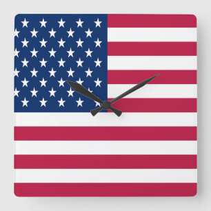 Amerikanische Flagge Quadratische Wanduhr